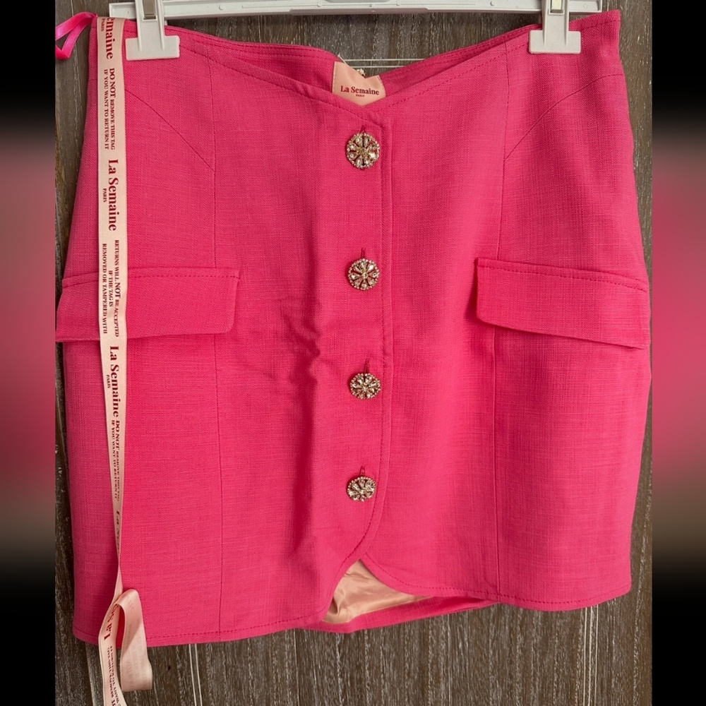 La Semaine Paris NWT Linen pink skirt